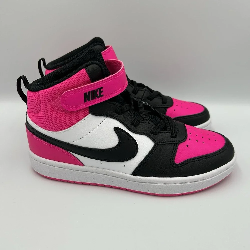 Nike Court Borough Mid‎ 2 PSV Fierce Pink Black Kids Size 2.5Y HV0935-100